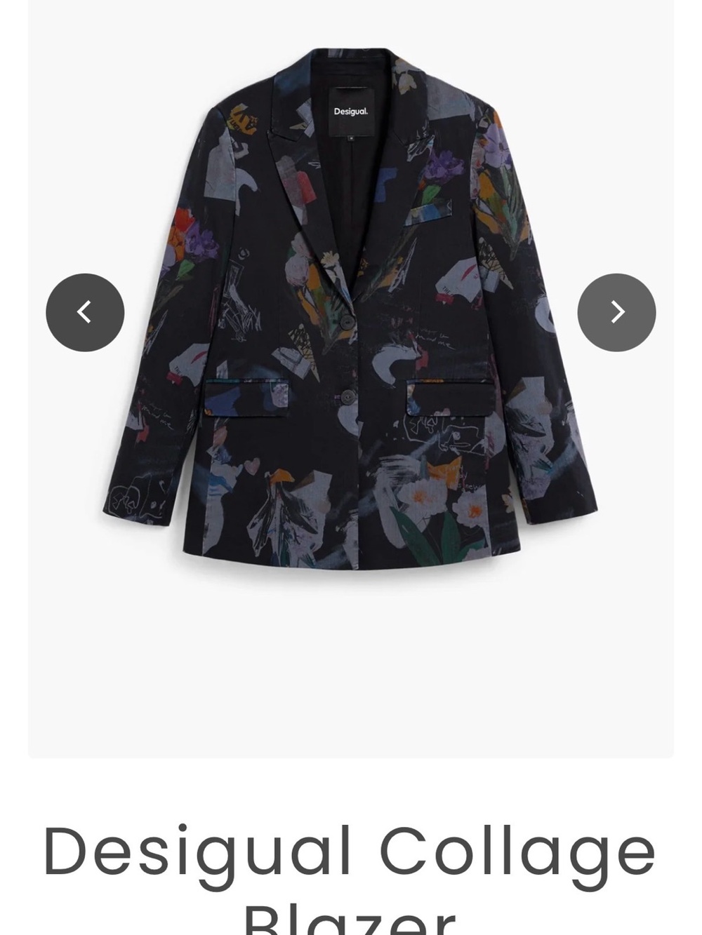 Desigual Black Collage Floral Print Blazer